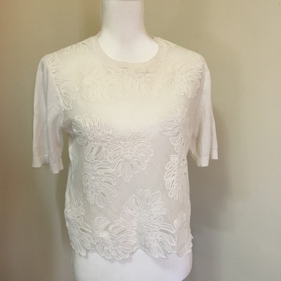 Vintage Tops - Vintage Sheer Ivory Lace Knit Top